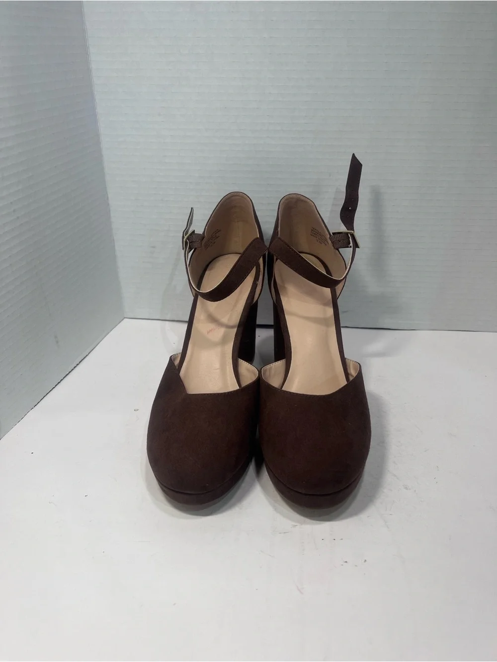 LOFT Brown Suede Ankle-Strap Block Heels